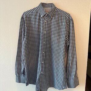 Brunello Cucinelli Men's Dress Shirt Basic Fit Size XL Black Checkered